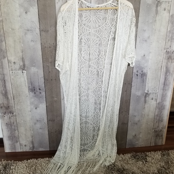Wayf Other - Wayf, white, Kimono w/fringe, one size fits all